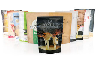 Kollektion von individuell bedruckten Fonduebeuteln.