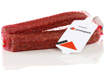 Landjäger in einem Netz mit Netzetikette 