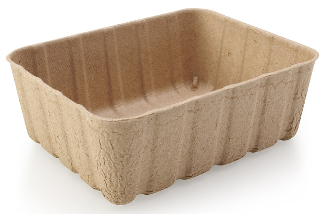 Rechteckige Reisstrohschale ohne Inhalt. 