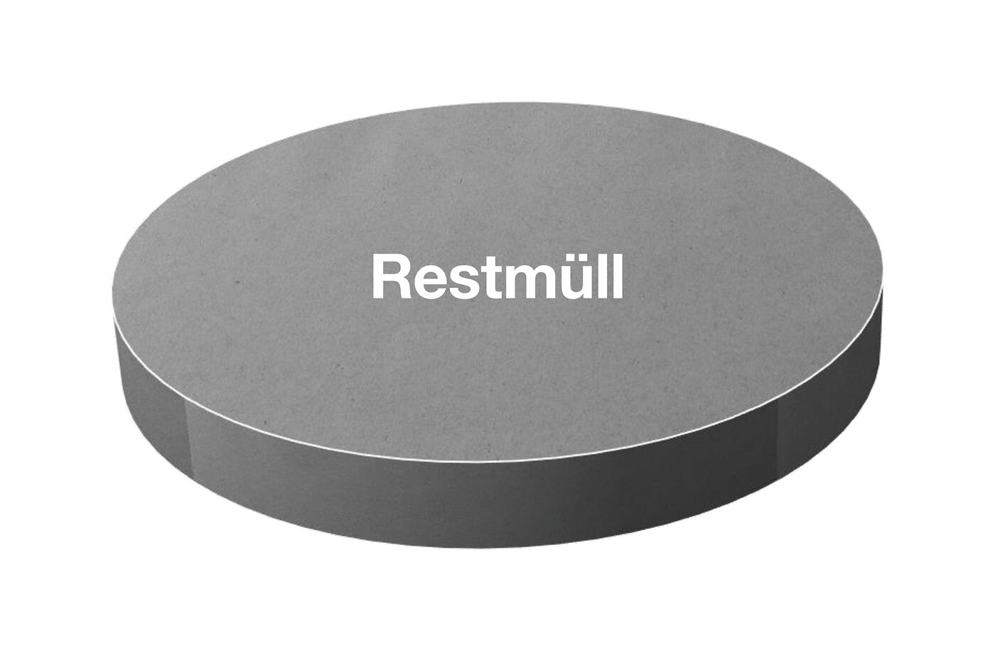 Kreisdiagramm, das komplett in grau gehalten und mit Restmüll beschriftet ist.