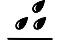 Ein Piktogramm mit 3 schwarten Wassertropfen und unten im Bild ein schwarzer langer Strich