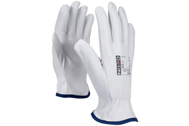 Ein Paar weisse Lederhandschuhe