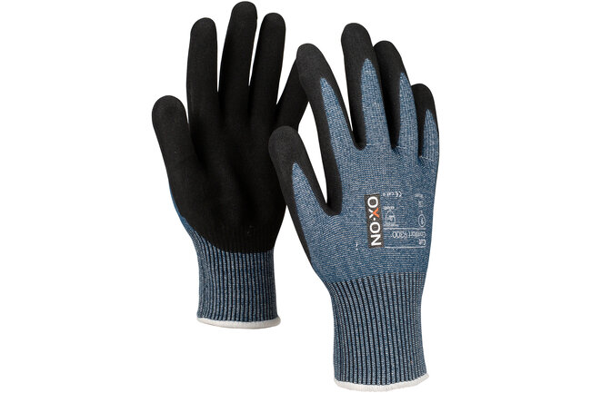 Ein Paar blau-schwarze Schnittschutzhandschuhe 