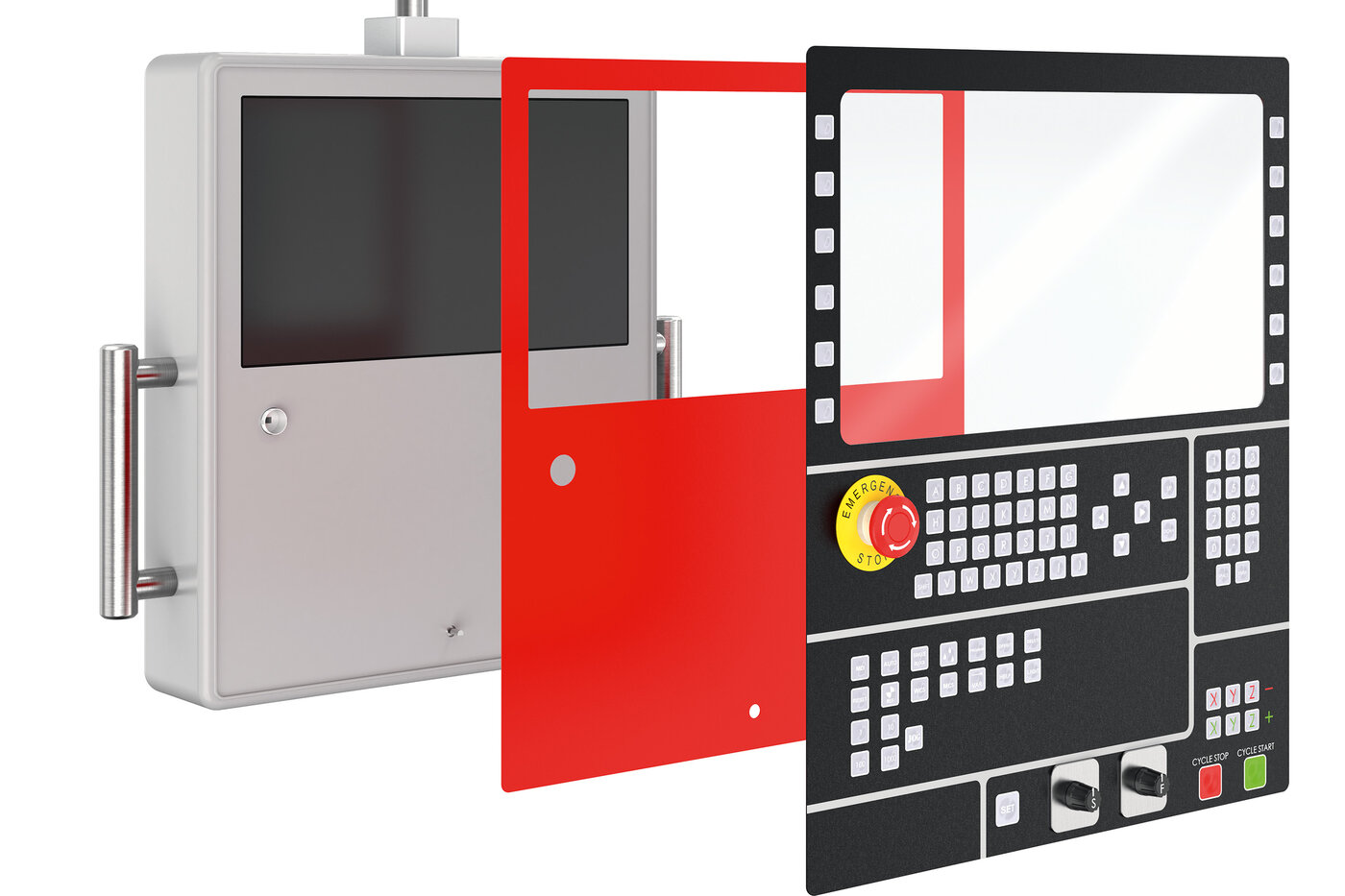 Illustration: Sichtfenster und Display an einer Produktionsanlage 