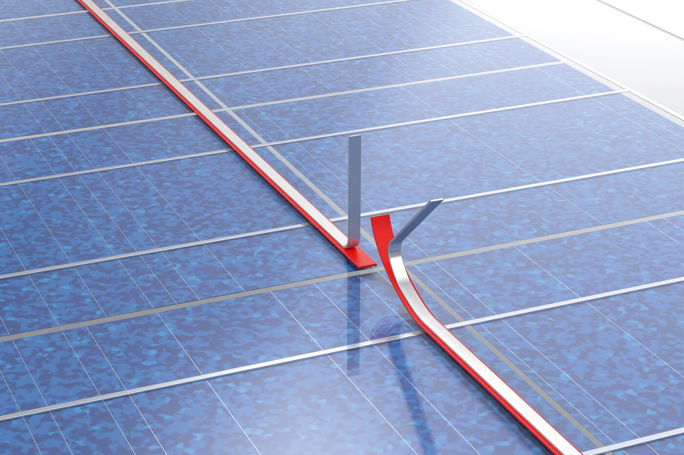 Illustration: Sammelschienen auf einer PV-Anlage mit VST-Montageklebebändern befestigt.