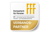 Logo Verbandspartnerschaft gold Status mit dem Schweizerischen Fachverband Fenster- und Fassadenbranche deutsche Version 