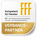 Logo Verbandspartnerschaft gold Status mit dem Schweizerischen Fachverband Fenster- und Fassadenbranche deutsche Version 