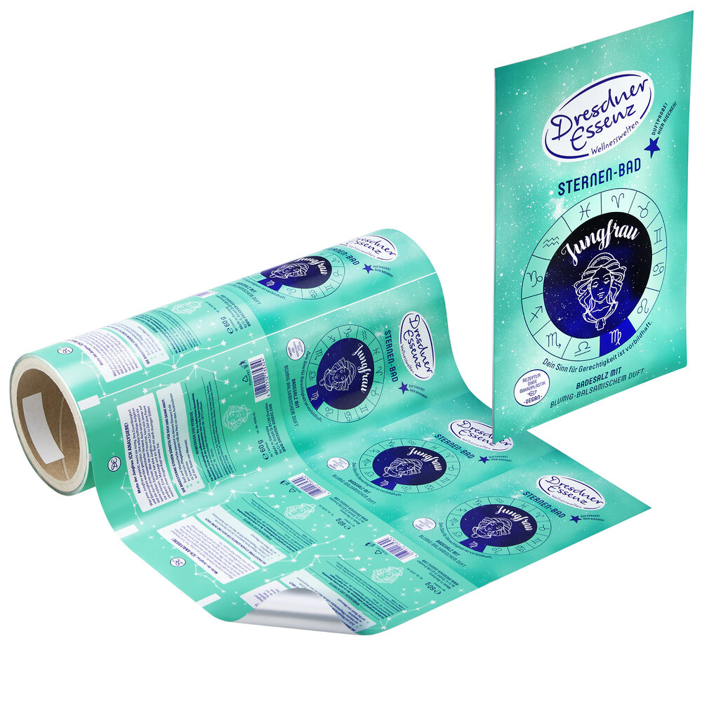 Verbundfolie auf Rolle und Sachet mit verschiedenen Produktions-, Ausrüst- und Sicherheitsmerkmalen