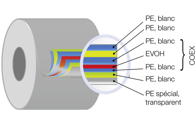 Graphique avec un rouleau et une structure stratifiée en éventail avec des explications textuelles d'PBL.
