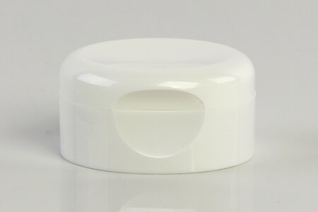 Weisser Klappverschluss für Tuben, Ausführung Flip-Top Supersoft. 