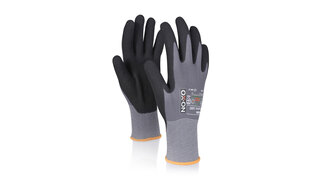Ein paar dunkelgraue Arbeitshandschuhe von OX-ON