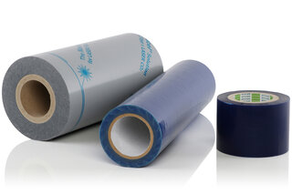 Drei Rollen klebende Oberflächenschutzfolien. 