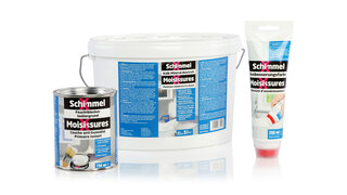 Drei Schimmel X Produkte, Isoliergrund, Kalk-Mineral-Anstrich und Ausbesserungsfarbe