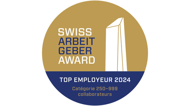 Logo du Swiss Arbeitgeber Award avec la distinction Top Employers 2024
