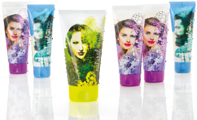 Sechs bedruckte Tuben mit Veredelungen 