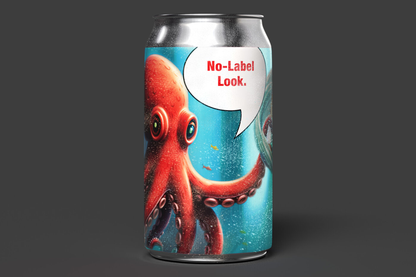Ein Tintenfisch auf einer Dosen-Etiketten im «No-Label-Look».
